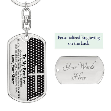 To My Brother Dog Tag Keychain - Love You This Much